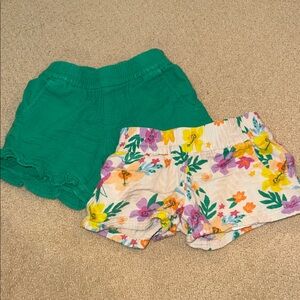Girls' Green and Floral light weight Shorts